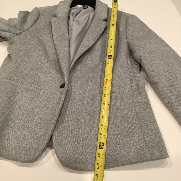 Old Navy Gray Blazer Jacket Size Large Wool Blend One Button Long Sleeves - Picture 8 of 13